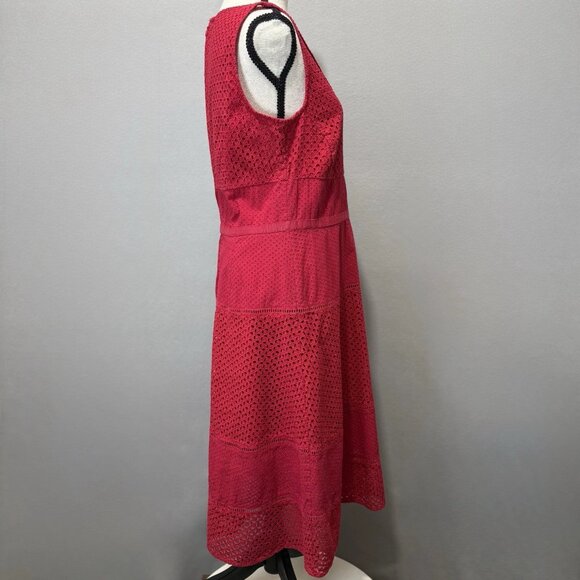 Ann Taylor Midi Dress Womens 10 Cotton Eyelet Lace Crochet Cottagecore Boho Sun - Picture 4 of 9